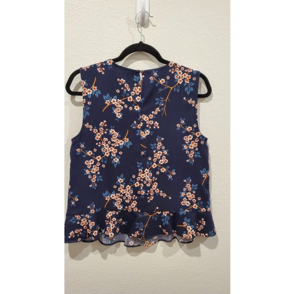 BANANA REPUBLIC Blue Navy Floral Print Top - Picture 2 of 3